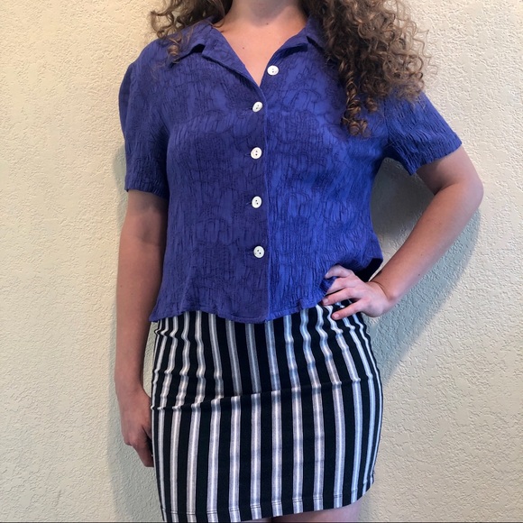 Vintage indigo button-down blouse - Picture 1 of 7